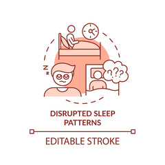 Disrupted sleep patterns terracotta concept icon. Downside of social media abstract idea thin line illustration. Isolated outline drawing. Editable stroke. Arial, Myriad Pro-Bold fonts used