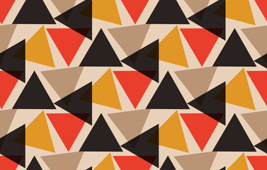 geometric retro style triangles pattern tile orange black shades