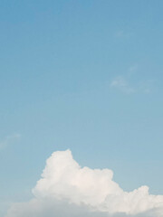 White cloudy in the blue sky natural background, copy space for write text