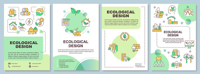 Ecological urban design brochure template. Biodiversity conservation. Leaflet design with linear icons. 4 vector layouts for presentation, annual reports. Arial-Bold, Myriad Pro-Regular fonts used