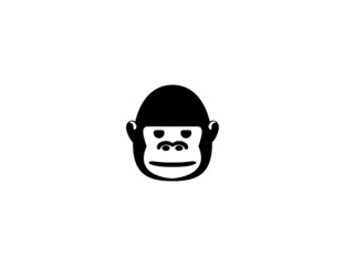 Gorilla vector icon. Isolated gorilla head, monkey face flat illustration