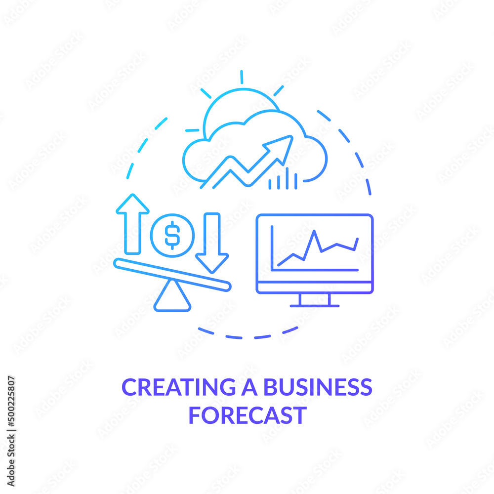 Poster creating business forecast blue gradient concept icon. business analyst assignment abstract idea thi
