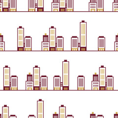 Simple seamless pattern with modern houses for textile, wallpapers, gift wrap and scrapbook. Vector.