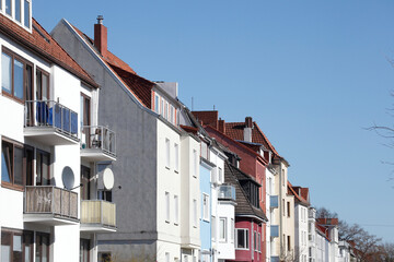 Häuserzeile, Reihenhäuser, Wohngebäude, Findorff, Bremen, Deutschland