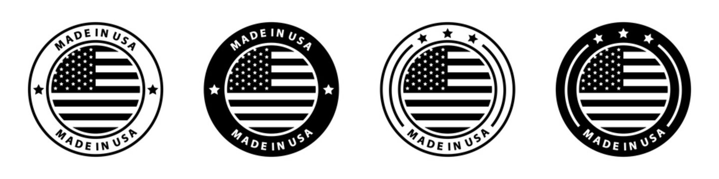 Made in the USA labels Icon, made in the USA logo, American product emblem, Vector illustration