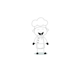 Happy chef cartoon portrait of young man chef uniform and do OK sign gesture. Man cook delicious food and show to camera. Vector simple design.