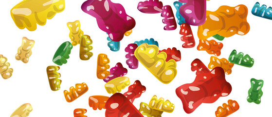 Gummy Bear Candy isolated on white. Jelly Bear vector illustration.
