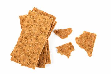 Buckwheat crispbread isolated on white background. Healthy snack. Top view