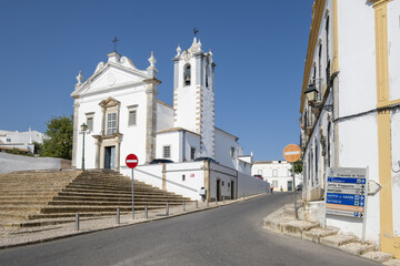 bell tower of Portuguese Church landmark Igreja de Sao Martinho de Estoi as known as Matriz de...