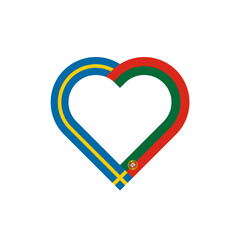 unity concept. heart ribbon icon of sweden and portugal flags. vector illustration isolated on white background