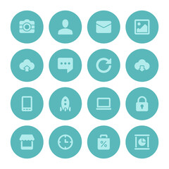 Flat icons vector set and long shadow effect for web design, infographics, ui and mobile apps. Objects, business, office, communication and marketing items