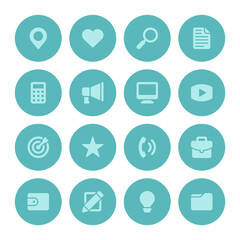 Flat icons vector set and long shadow effect for web design, infographics, ui and mobile apps. Objects, business, office, communication and marketing items