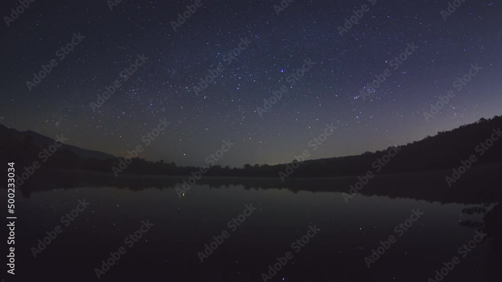Wall mural beautiful winter scene in timelapse video 4k with mountains in the background. south sky very beauti