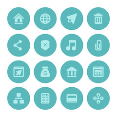 Flat icons vector set and long shadow effect for web design, infographics, ui and mobile apps. Objects, business, office, communication and marketing items