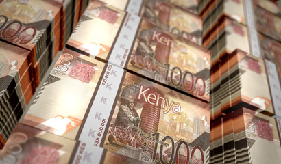 Kenya Shilling money banknotes pack 3d illustration - obrazy, fototapety, plakaty