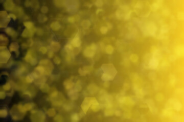yellow and black abstract defocused background, hexagon shape bokeh spots