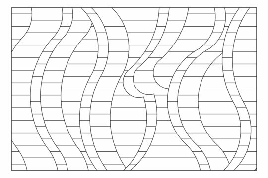 Coloring page formed from striped and wavy lines forming vertical waveforms. Coloring Page for Adults. Digital detox. Anti stress. EPS8 #530