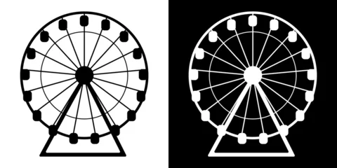 Deurstickers Ferris wheel vector isolated icon. A simple black and white silhouette illustration of a carousel.Ferris wheel vector isolated icon. A simple black and white silhouette illustration of a carousel. © Olesik