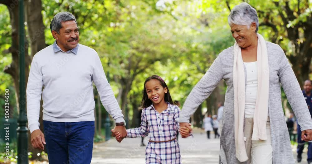 Canvas Prints Nobody can do for little children what grandparents do. 4k video footage of grandparents bonding with their little granddaughter at the park.