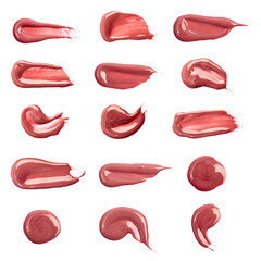 set og Lip stick pink red orande smudge background texture - Image - obrazy, fototapety, plakaty