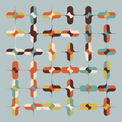 Mid-Century Inspired Graphic Pattern Art Made With Abstract Vector Geometric Shapes and Elements