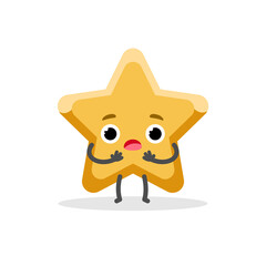 Scared star emotional character in cartoon style