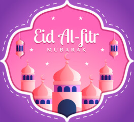Fototapeta premium eid al-fitr paper style greeting card 