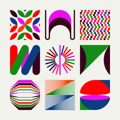 Logo Modernism Aesthetics Vector Abstract Shapes Collection Made With Minimalist Geometric Forms And Figures - 500235630