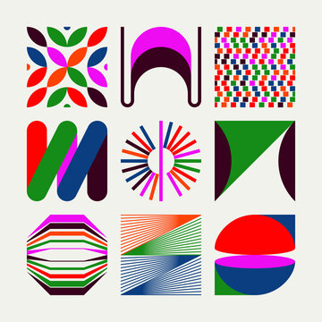 Logo Modernism Aesthetics Vector Abstract Shapes Collection Made With Minimalist Geometric Forms And Figures