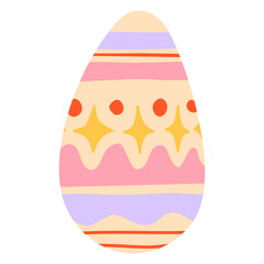 Cute doodle hand drawn easter spring egg shape template in pastel colors