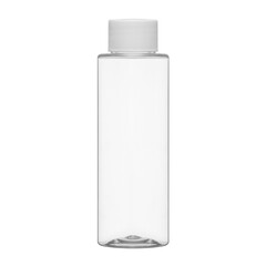 Transparent cosmetic bottles with a cap isolated on a white background. Bottle with hand sanitizer. Antimicrobial liquid gel. Hand hygiene. Shampoo bottle. Medicine bottle. Liquid soap.