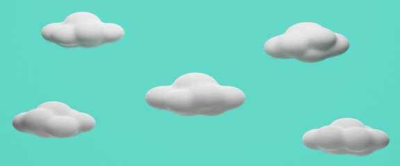 水色の背景に白い雲のCGイラスト