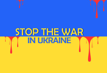 Flag Ukraine symbol in blood. BLOOD FLOWS FROM THE UKRAINIAN FLAG. Vector symbol