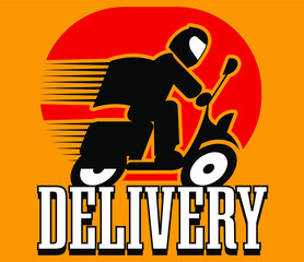 Delivery  man vector background orange and black illustration