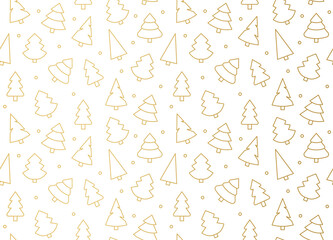 seamless pattern of golden christmas trees - vector illustration