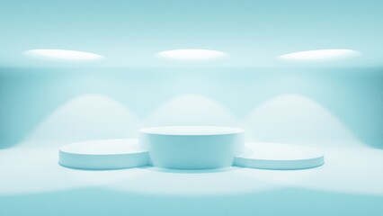 3D background with a podium and light beams from above to showcase your product. 3d rendering