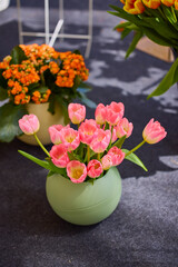 beautiful abstract background with flowers in blur dof.