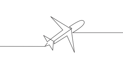 Fototapeta na wymiar airplane drawing vector, continuous single one line art style isolated on white background