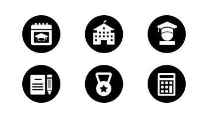 Education flat icon set. Vector illustration.