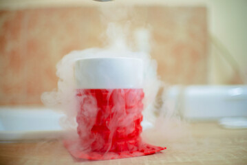 Steam over a cup of liquid nitrogen