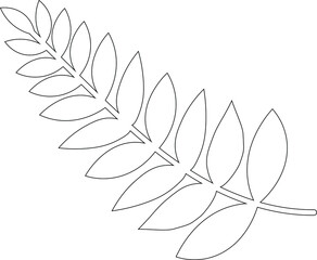 One line drawing of tropical leaves. Modern single line art