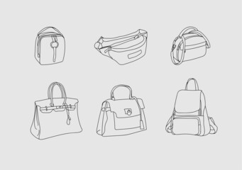 Fashion bags drawn by a line art