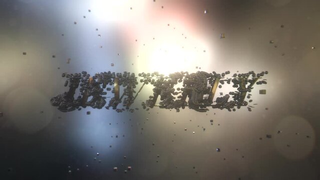 Animazione Testo 3D JEWERLY con frammentazione e composizione in metallo oro ed argento