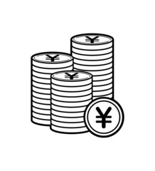 積み上げた日本円のコインのシンプルなイラスト