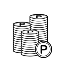 積み上げたポイントコインのシンプルなイラスト