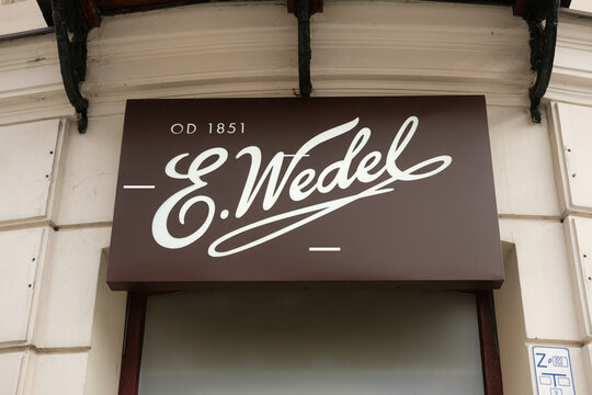 Wedel Eblem over the entrance to confectionery shop
