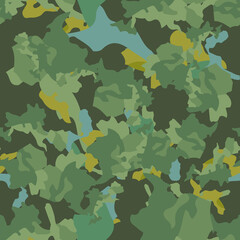 Forest camouflage of various shades of green, blue and yellow colors