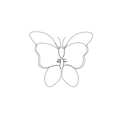 Continuous line drawing. butterfly animal illustration icon vector