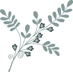 A twig with leaves and flowers.  Vector file for designs.