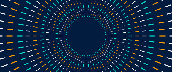 Frame banner, dark background, vector illustration. Circle pattern wide, horizontal, artistic, colorful, abstract, background.